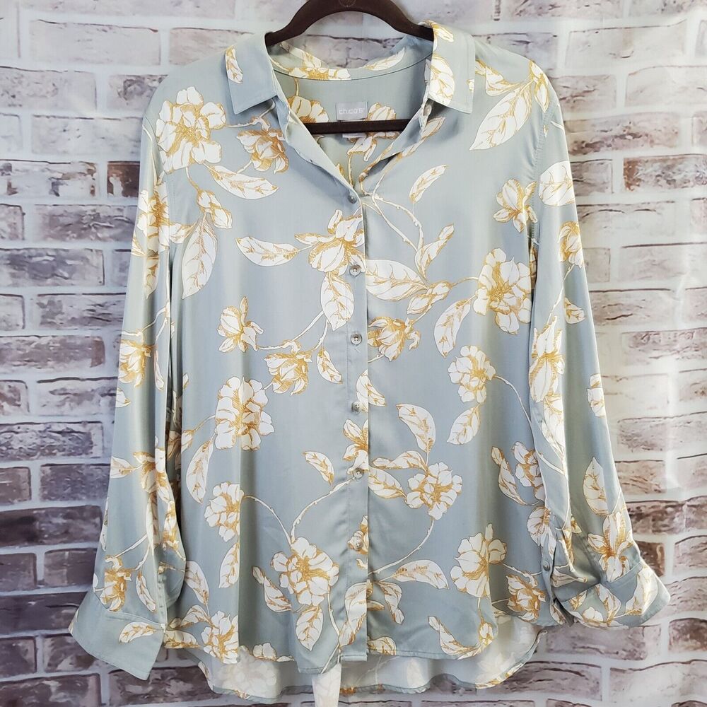 Chicos Shirt Size 2 (10/12) Floral